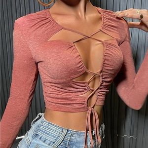 Crop top with criss cross laced front